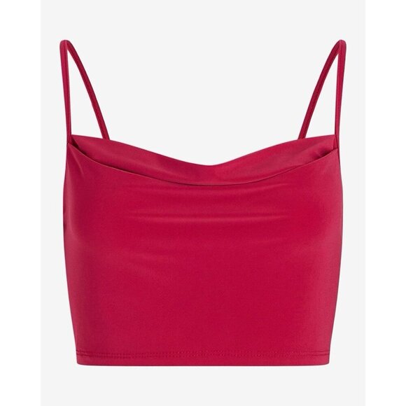 Express Women's Cowl Neck Cropped Cami Spaghetti Straps Pink Top Size XL NWT $44 - Picture 4 of 16